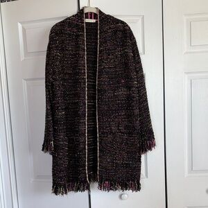 Etro Metallic Textured Knit Cardigan - Black with Multicolor Flecks